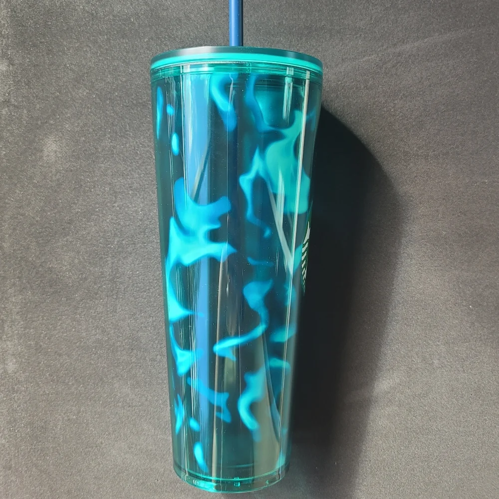 VENTI STARBUCKS GREEN & TEAL WATER WAVE TUMBLER